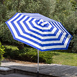 HAPPY GARDEN - Parasol droit BANDOL rond 2,70m de diamètre à rayures bleues - vignette