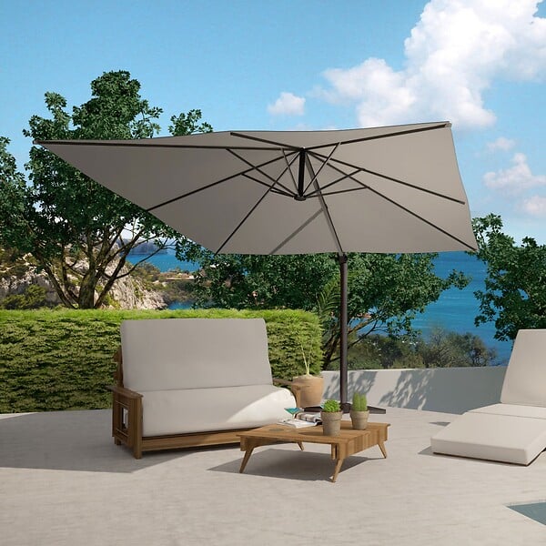 CONCEPT USINE - Bundle parasol 3x4m déporté rotatif gris + housse CESARE - large