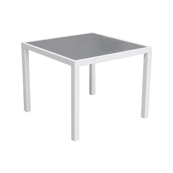 HAPPY GARDEN - Salon de jardin BERGAMO en textilène gris 4 places - aluminium blanc - large