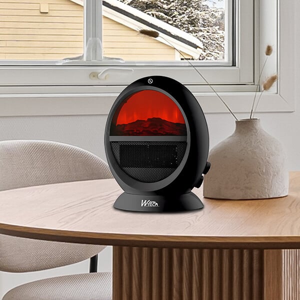 WARMTECH - Chauffage soufflant oscillant 2000W - ambiance feu de bois. - large