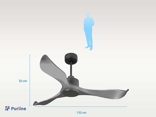 PURLINE - Ventilateur de plafond Réversible  Thermostat Wifi Moteur à courant continu Toits en pente Télécommande Mémoire - large