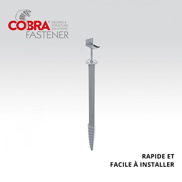 DECKLINEA - Vis de Fondation SPIRAL - Pour Terrasse Bois - Hauteur : 120 cm - Equerre en L fournis - Fixation Sans Beton - Facile & Rapide à Monter - large