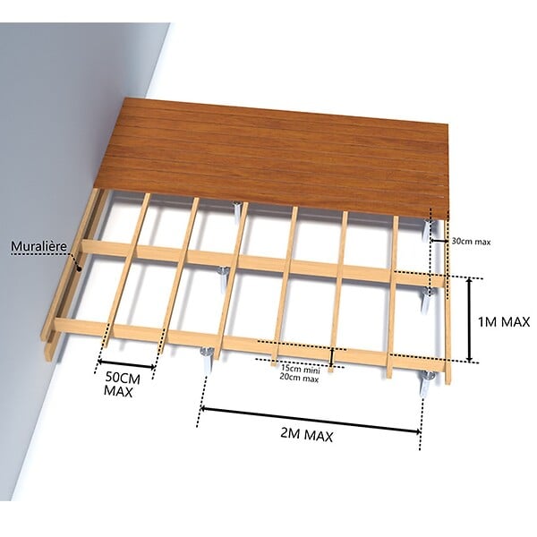 DECKLINEA - Vis de Fondation SPIRAL - Pour Terrasse Bois - Hauteur : 120 cm - Equerre en L fournis - Fixation Sans Beton - Facile & Rapide à Monter - large