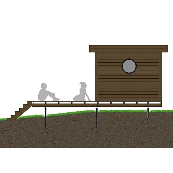 DECKLINEA - Vis de Fondation SPIRAL - Pour Terrasse Bois - Hauteur : 120 cm - Equerre en L fournis - Fixation Sans Beton - Facile & Rapide à Monter - large