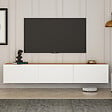 CONCEPT USINE - Meuble TV suspendu avec placards 150cm blanc et bois HAL - vignette
