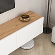 CONCEPT USINE - Meuble TV suspendu avec placards 150cm blanc et bois HAL - vignette