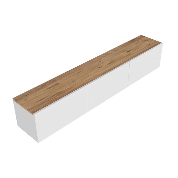 CONCEPT USINE - Meuble TV suspendu avec placards 150cm blanc et bois HAL - large