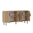 CONCEPT USINE - Buffet cannelé 4 portes aspect bois 150x75cm CIARO - vignette