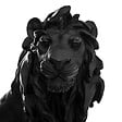 ATMOSPHERA - Statue décorative Lion résine Noir 31,5cm - vignette