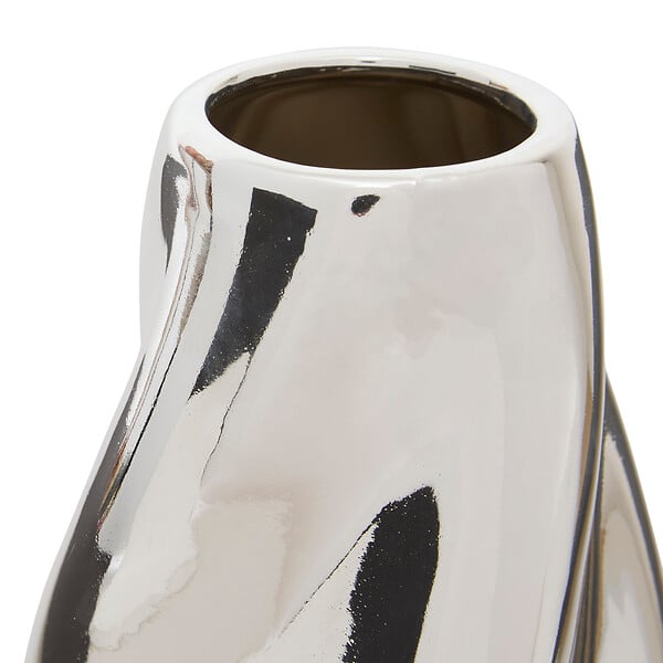 ATMOSPHERA - Vase décoratif torsadé céramique Argent 28cm - large