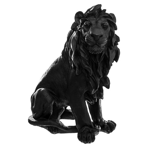 ATMOSPHERA - Statue décorative Lion résine Noir 31,5cm - large