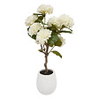 ATMOSPHERA - Hortensia artificiel en pot ciment - Mika - Blanc - H100cm - vignette