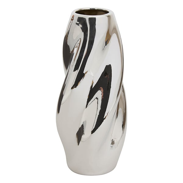 ATMOSPHERA - Vase décoratif torsadé céramique Argent 28cm - large