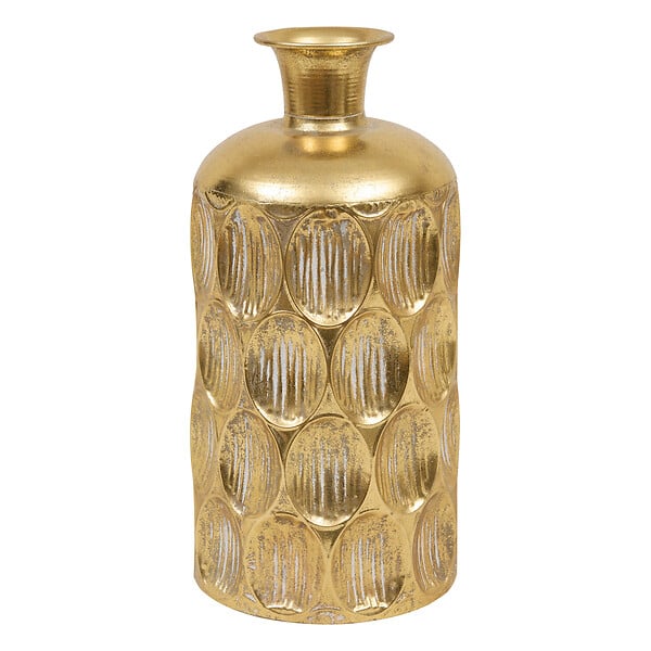 ATMOSPHERA - Vase cylindrique strié - Métal doré - H41cm - large