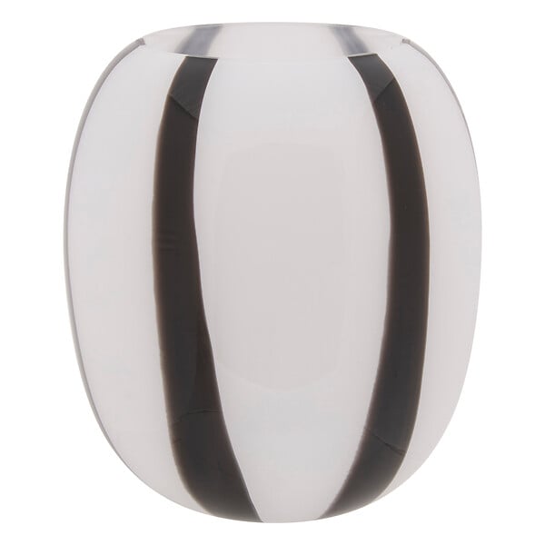 ATMOSPHERA - Vase cylindrique rayé bicolore 20cm - Verre - Noir & Blanc - large