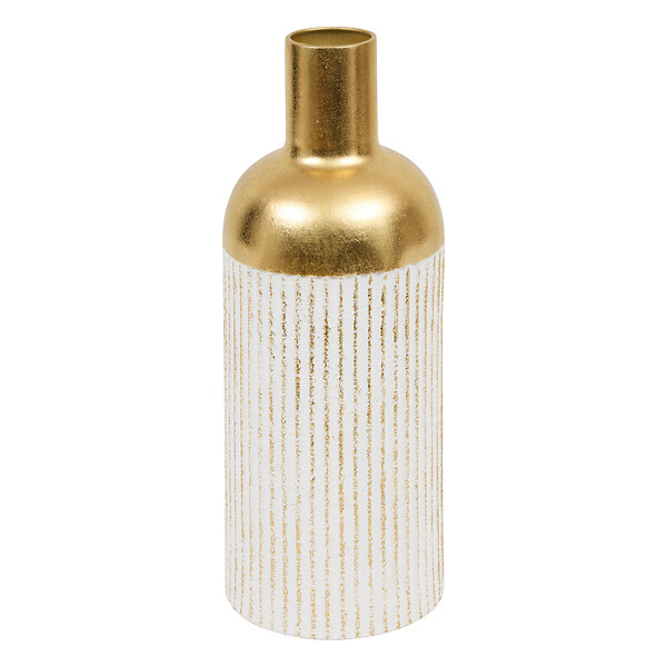 ATMOSPHERA - Vase décoratif métal - Mirsa - Blanc et Doré - H43.5cm - large