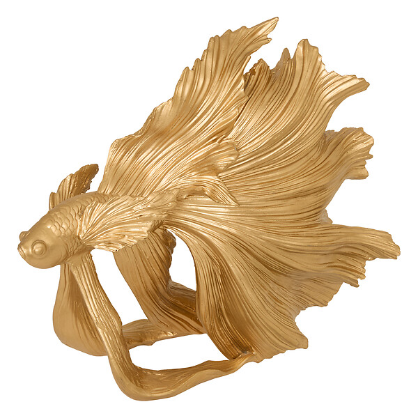 ATMOSPHERA - Poisson décoratif en polyrésine - Jil - Doré - H22,5cm - large