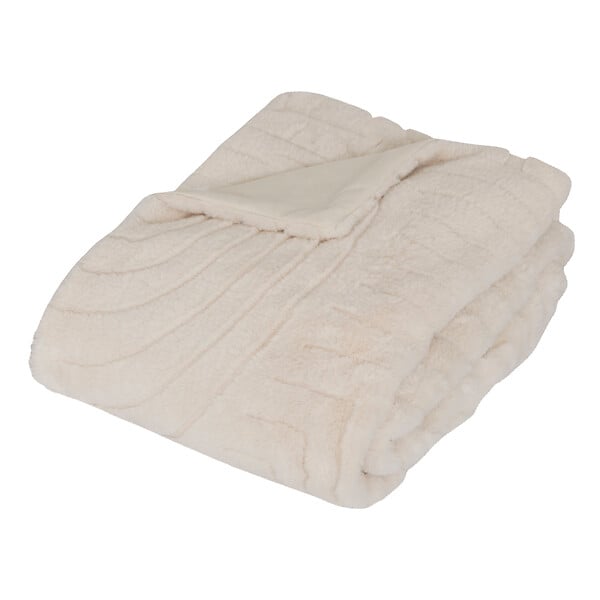 ATMOSPHERA - Plaid fausse fourrure jacquard Arka ivoire 230x180cm - large