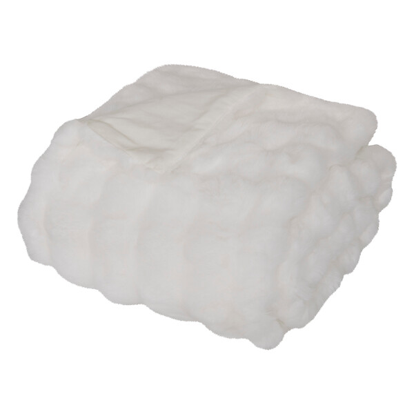 ATMOSPHERA - Plaid fausse fourrure 3D Zephy - Blanc - 180x230cm - large