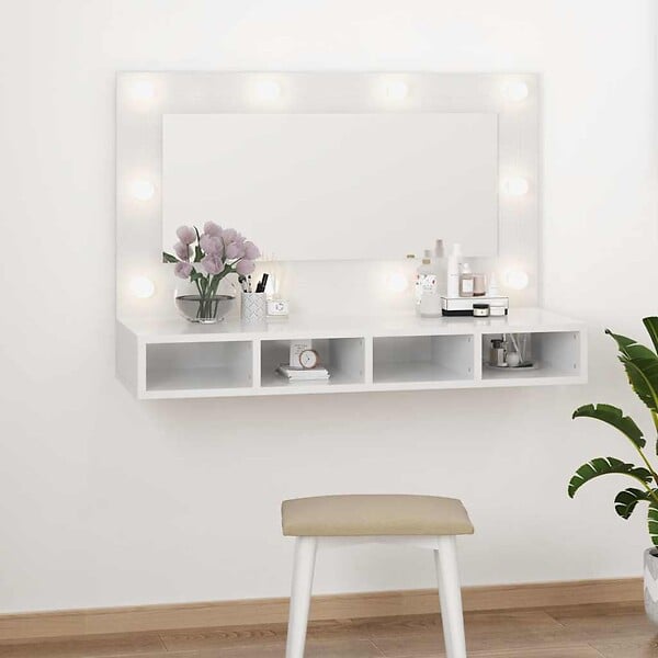 VIDAXL - vidaXL Armoire à miroir avec LED Blanc brillant 90x31,5x62 cm - large