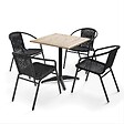 OVIALA - Table de jardin carré plateau bois et 4 chaises en résine - Times square - vignette