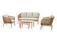 HESPERIDE - Salon de jardin alu effet bois brossé Orissa taupe + Housse - 5 places - Hespéride - vignette