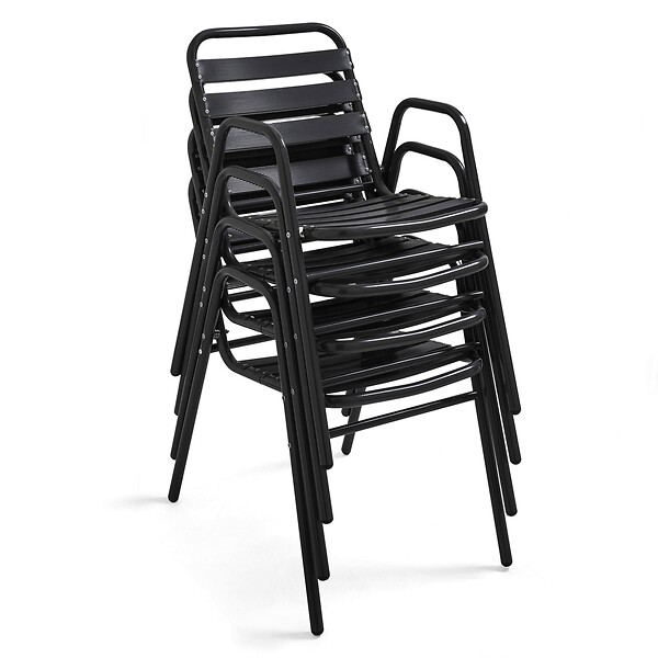OVIALA - Ensemble table de jardin en bois et 2 fauteuils en aluminium gris  - Times square - large