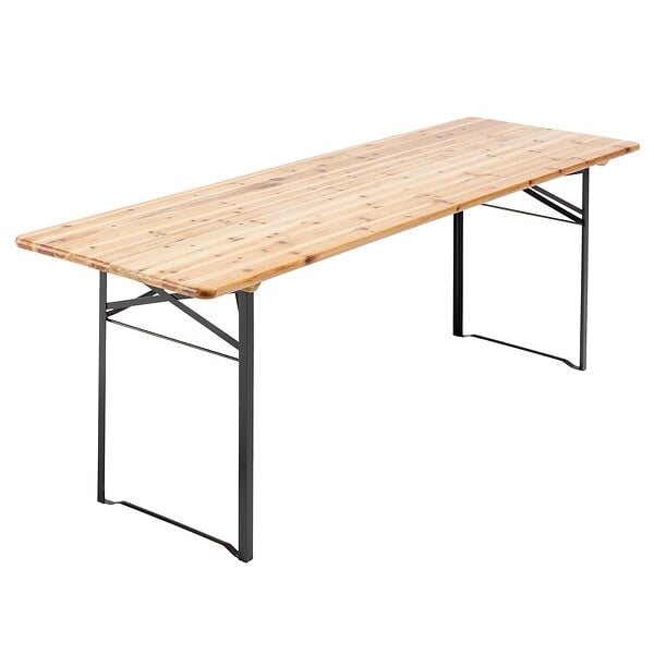 OVIALA - Ensemble brasserie table et bancs de jardin en bois 220 cm - Munich - large