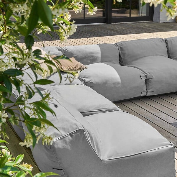 OVIALA - Canapé d'angle de jardin modulable 8 places gris - Mixi - large