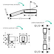 HANSGROHE - Colonne douche thermostatique Ecostat Square Douche de tête Vernis Shape Flexible Designflex Douchette Pulsify chromé - vignette
