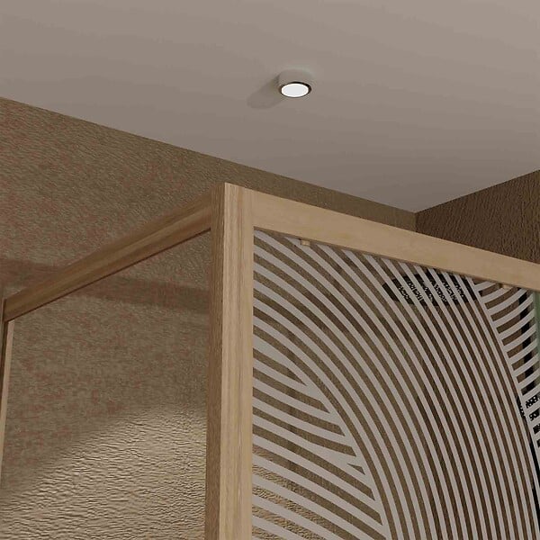 AURLANE - Porte de Douche Coulissante avec Retour 120x90x200cm Style Japandi Arrondi - Cadre Effet Bois - large