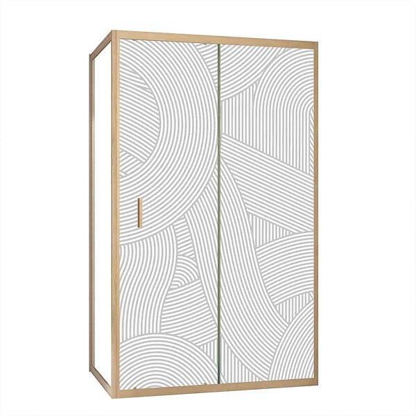 AURLANE - Porte de Douche Coulissante avec Retour 120x90x200cm Style Japandi Arrondi - Cadre Effet Bois - large