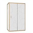 AURLANE - Porte de Douche Coulissante avec Retour 120x90x200cm Style Japandi Arrondi - Cadre Effet Bois - vignette