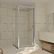 AURLANE - Porte de Douche Pivotante et Retour 80x80x200cm - Profilés Chrome - Verre trempé 6mm - vignette