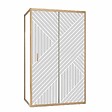 AURLANE - Porte de Douche Coulissante avec Retour 120x80x200cm Style Japandi Géométrique - Cadre Effet Bois - vignette