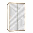 AURLANE - Porte de Douche Coulissante avec Retour 120x90x200cm Style Japandi Géométrique - Cadre Effet Bois - vignette