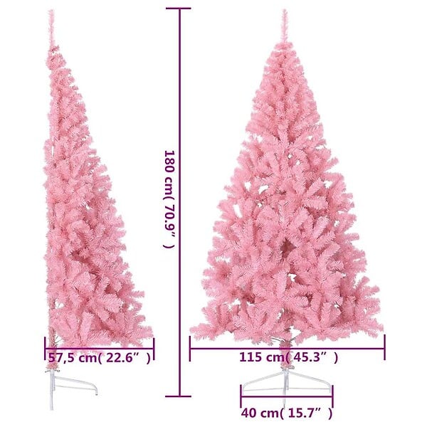 VIDAXL - vidaXL Demi sapin de Noël artificiel avec support Rose 180 cm PVC - large