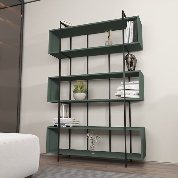 CONCEPT USINE - Bibliothèque contemporaine vert 180cm LULI - large