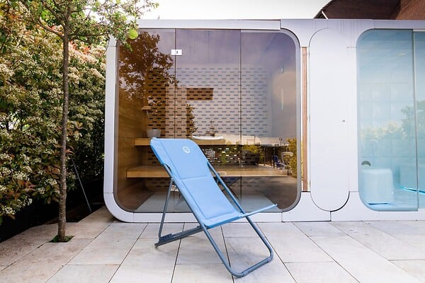 O'SUN - Chilienne de jardin pliable - 4 positions - Bleu - Dimensions : 96 x 55 x 98 cm - large