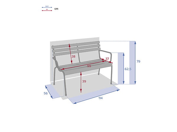 HESPERIDE - Banc de jardin Greensboro Graphite - 2 places - Hesperide - large