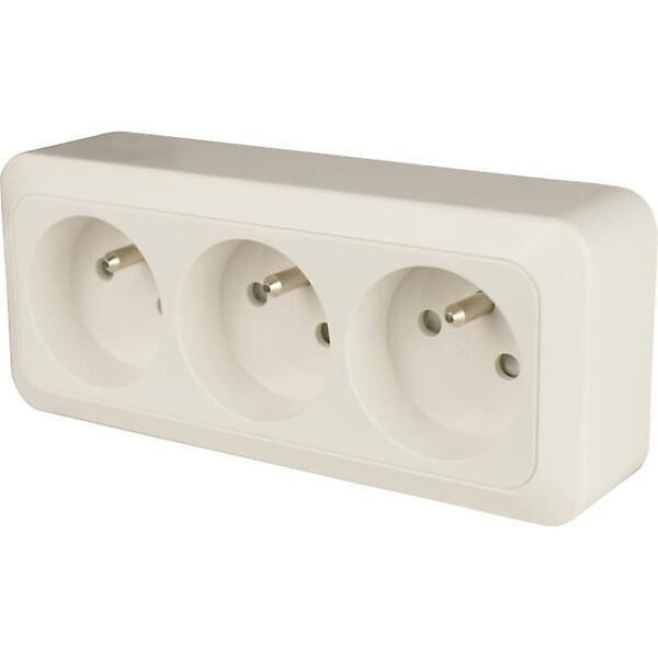 DIO - Bloc multiprise à câbler 3 prises 2P+T 16A - Blanc - Dio - large