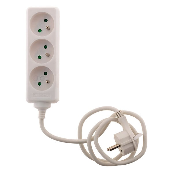 ZENITECH - Bloc 3 prises avec fiche extra plate - Blanc - 1m - Zenitech - large