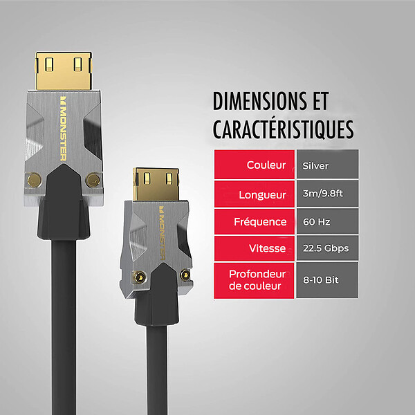 MONSTER - CABLE HDMI M1000 UHD 4K HDR 22.5GBPS 3M - large