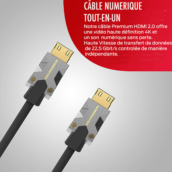 MONSTER - CABLE HDMI M1000 UHD 4K HDR 22,5GBPS 1,5M - large