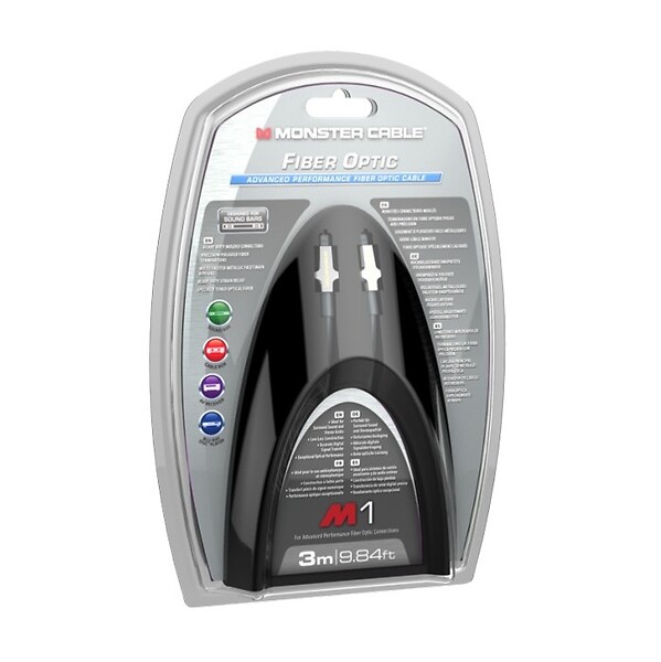MONSTER - Câble Audio Numérique Fibre Optique - Idéal Home Cinema - Son Surround Multicanal - Gaine de Protection Duraflex - Connecteurs Métalliques - Garanti à Vie - 3 m - large