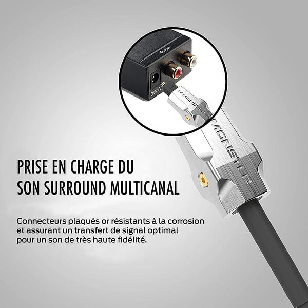 MONSTER - Câble fibre optique 3 m, câble en fibre optique, son surround, câble audio numérique, transmission optimale du signal, câble pour home cinéma - large