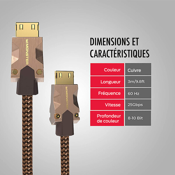 MONSTER - CABLE HDMI M2000 UHD 4K HDR10+ 25GBPS 3M - large