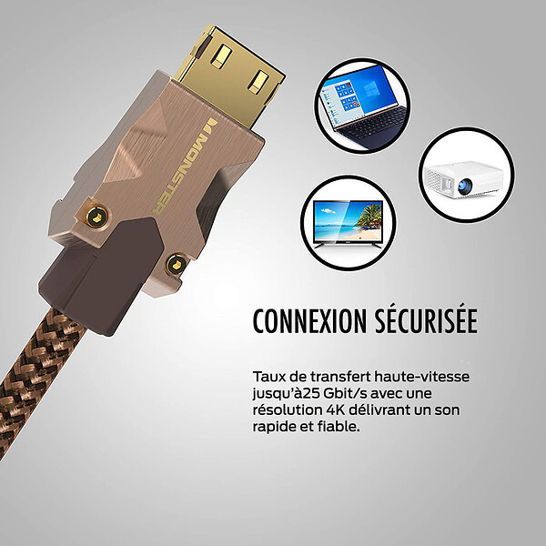 MONSTER - CABLE HDMI M2000 UHD 4K HDR10+ 25GBPS 3M - large