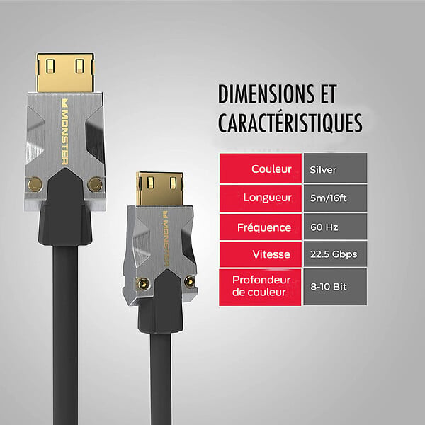 MONSTER - CABLE HDMI M1000 UHD 4K HDR 22.5GBPS 5M - large