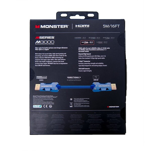 MONSTER - CABLE HDMI M3000 UHD 8K DOLBY VISION HDR 48GBPS 5M - large